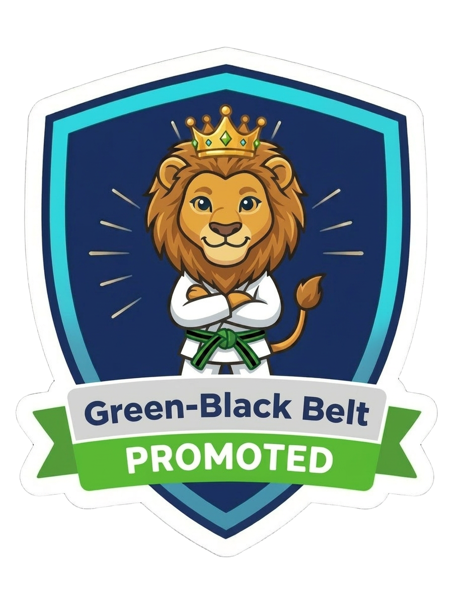 Green and Black kid belt promotion sticker