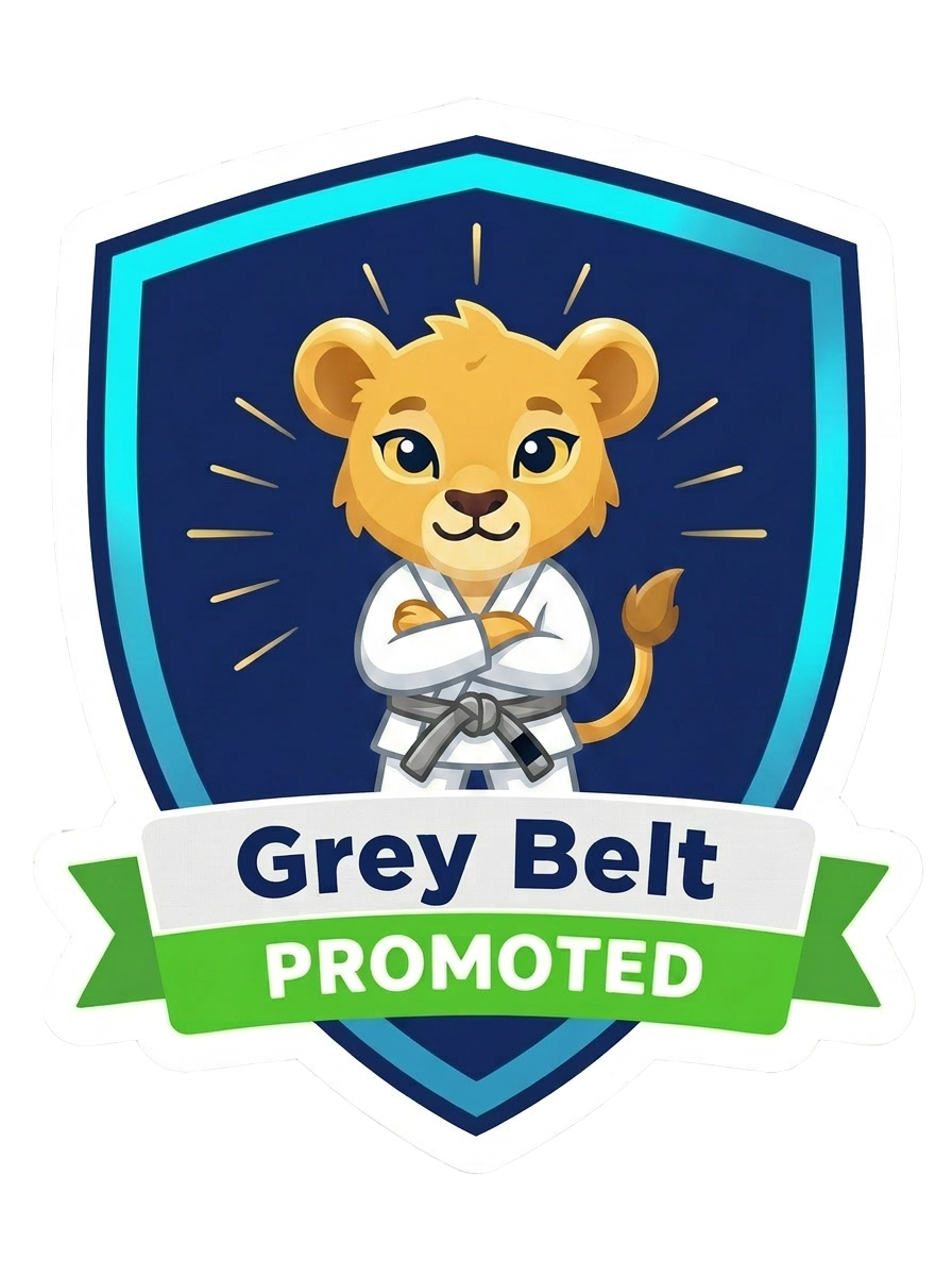 Grey kid belt promotion sticker