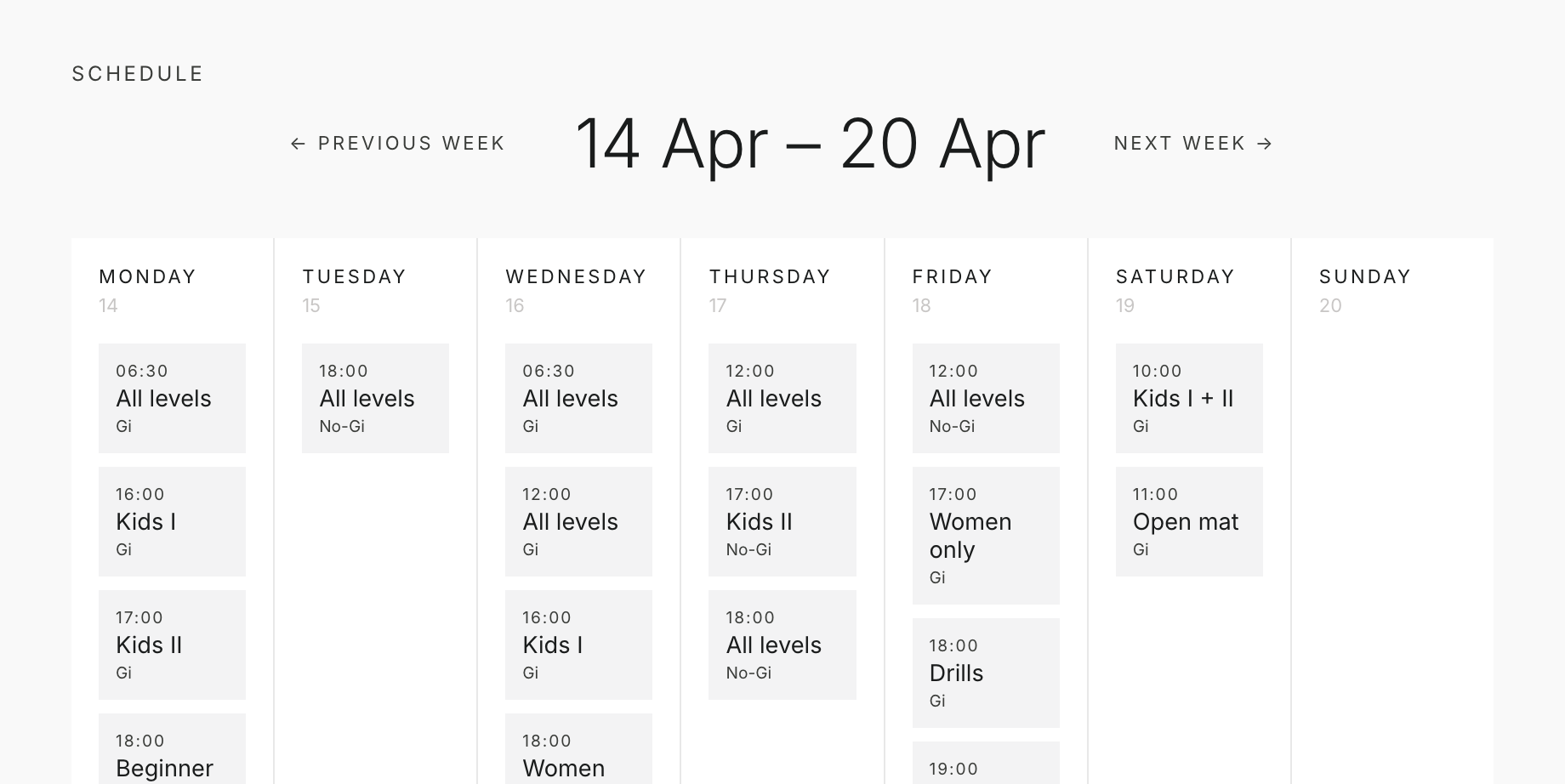 Admin schedule